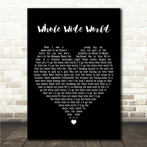 Bahamas Whole Wide World Black Heart Song Lyric Wall Art Print