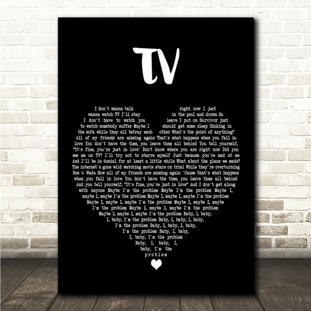 Billie Eilish TV Black Heart Song Lyric Wall Art Print