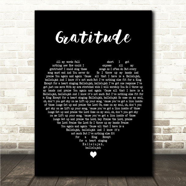 Brandon Lake Gratitude Black Heart Song Lyric Wall Art Print