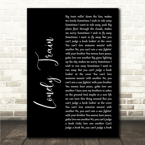 Black Stone Cherry Lonely Train Black Script Song Lyric Wall Art Print
