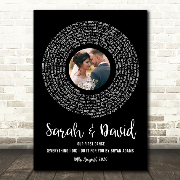 Bryan Adams (Everything I Do) I Do It For You Black Vinyl Record Wedding First Dance Photo Song Lyric Wall Art Print