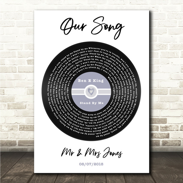 Ben E King Stand By Me Blue Heart Vinyl Record Song Lyric Wall Art Print
