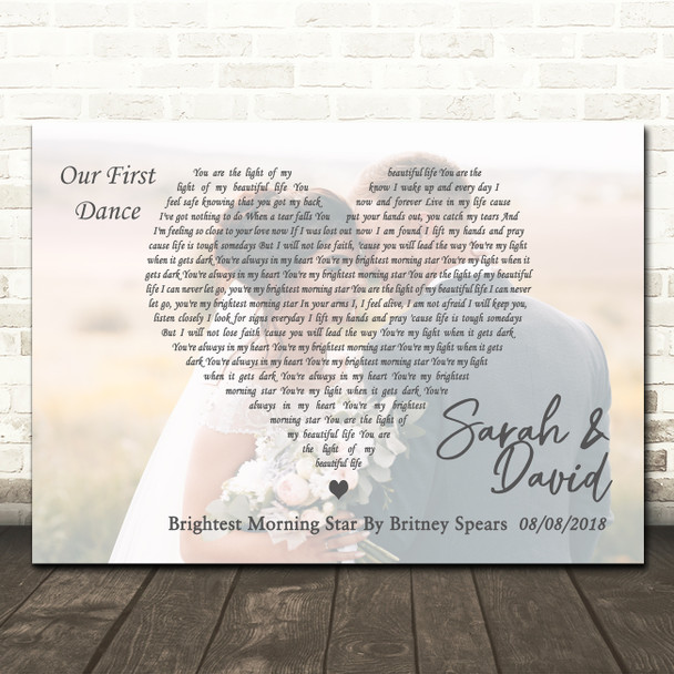 Britney Spears Brightest Morning Star Full Page Landscape Photo First Dance Wedding Song Lyric Wall Art Canvas Framed Print