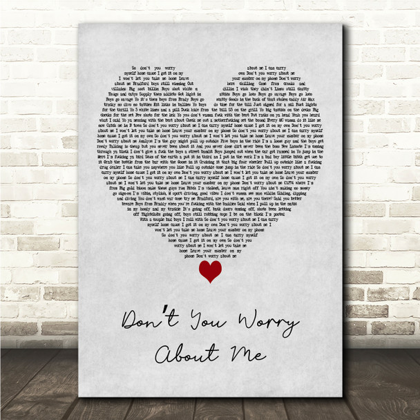 Bad Boy Chiller Crew Dont You Worry About Me Grey Heart Song Lyric Wall Art Canvas Framed Print