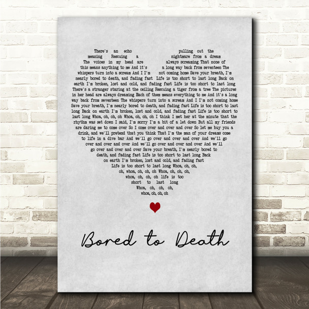blink-182 Bored to Death Grey Heart Song Lyric Wall Art Canvas Framed Print