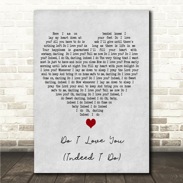 Bruce Springsteen Do I Love You (Indeed I Do) Grey Heart Song Lyric Wall Art Canvas Framed Print