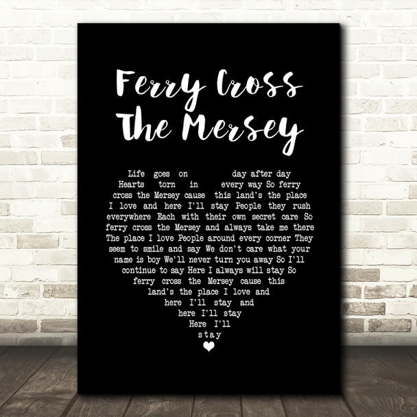 Gerry & The Pacemakers Ferry Cross The Mersey Black Heart Song Lyric Quote Music Print
