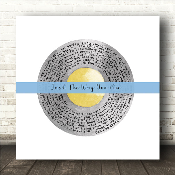 Billy Joel Just The Way You Are Grey Yellow Blue Square Vinyl Record Song Lyric Wall Art Canvas Framed Print