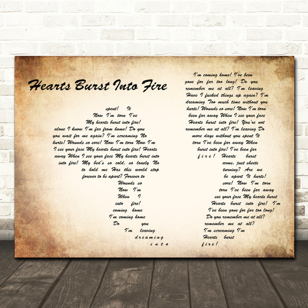 Bullet For My Valentine Hearts Burst Into Fire Man Lady Couple Song Lyric Wall Art Canvas Framed Print