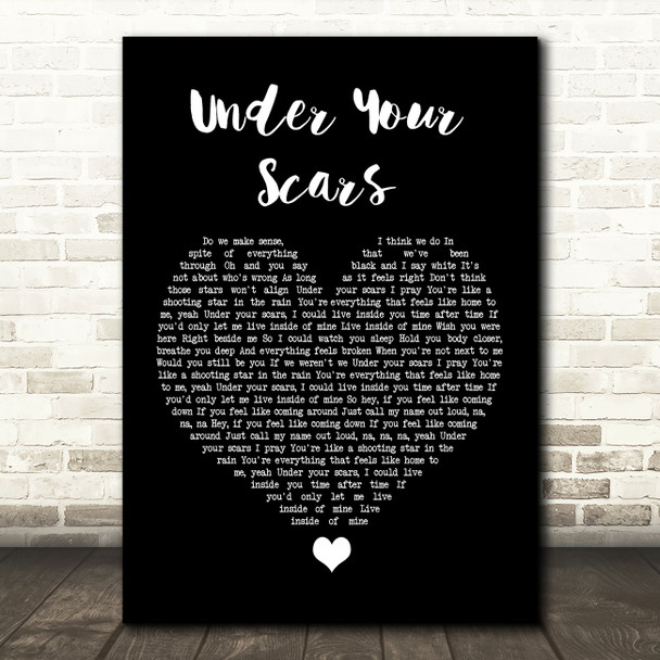 Godsmack Under Your Scars Black Heart Song Lyric Quote Music Print