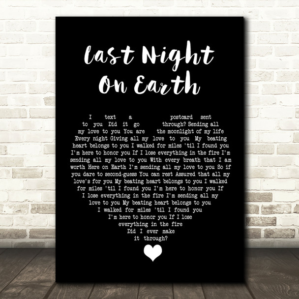 Green Day Last Night On Earth Black Heart Song Lyric Quote Music Print
