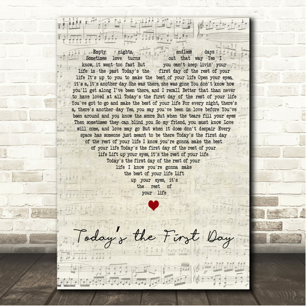 Bread Todays the First Day Script Heart Song Lyric Wall Art Canvas Framed Print