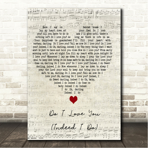 Bruce Springsteen Do I Love You (Indeed I Do) Script Heart Song Lyric Wall Art Canvas Framed Print