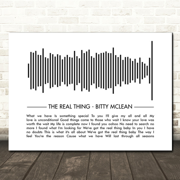 Bitty McLean The Real Thing Sound Wave Minimal Song Lyric Wall Art Canvas Framed Print