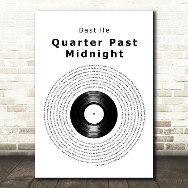 Bastille Quarter Past Midnight Vinyl Record Song Lyric Wall Art Canvas Framed Print