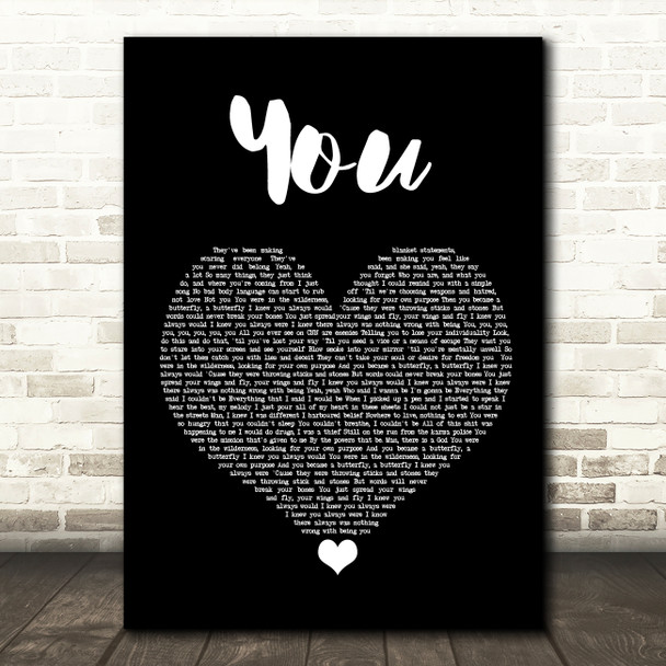 James Arthur You Black Heart Song Lyric Quote Music Print