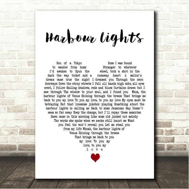 Boz Scaggs Harbour Lights White Heart Song Lyric Wall Art Canvas Framed Print