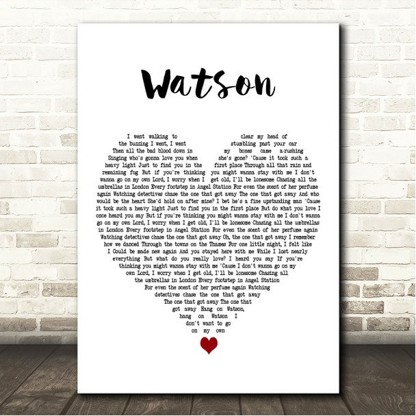 Brian Fallon Watson White Heart Song Lyric Wall Art Canvas Framed Print