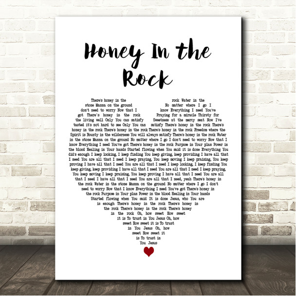 Brooke Ligertwood & Brandon Lake Honey In the Rock White Heart Song Lyric Wall Art Canvas Framed Print