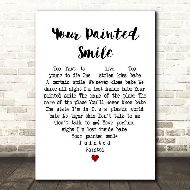 Bryan Ferry Your Painted Smile White Heart Song Lyric Wall Art Canvas Framed Print