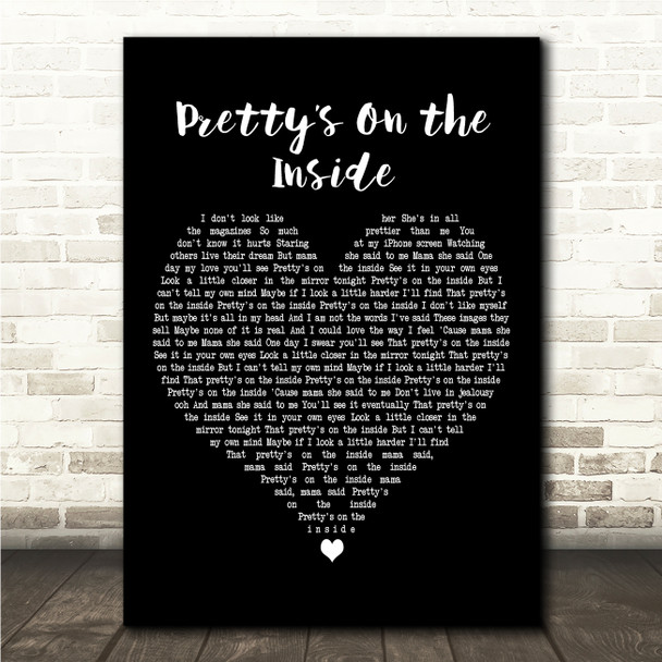 Chloe Adams Prettys On the Inside Black Heart Song Lyric Wall Art Canvas Framed Print