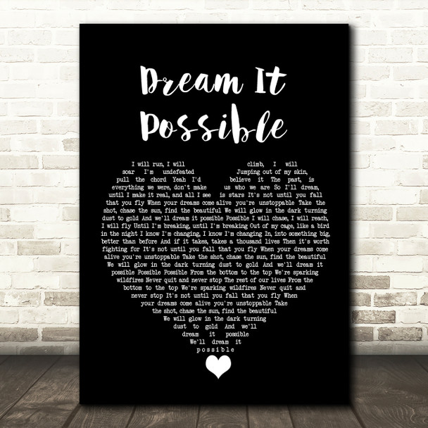 Jane Zhang Dream It Possible Black Heart Song Lyric Quote Music Print