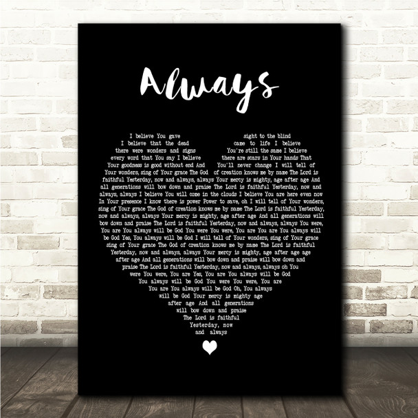 Chris Tomlin Always Black Heart Song Lyric Wall Art Canvas Framed Print