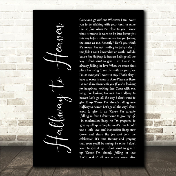 Céline Dion Halfway to Heaven Black Script Song Lyric Wall Art Canvas Framed Print