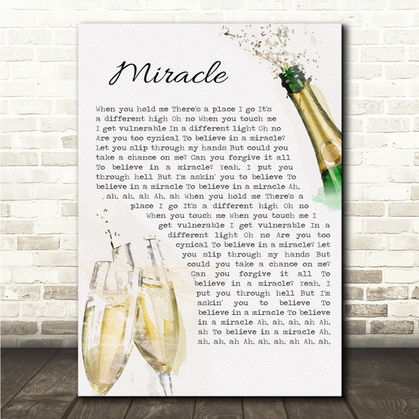 Calvin Harris & Ellie Goulding Miracle Celebration Champagne Toast Song Lyric Wall Art Canvas Framed Print