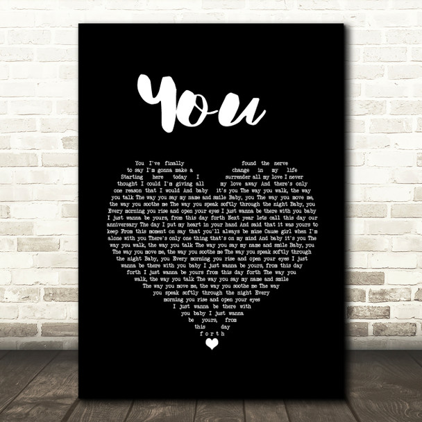 Jess Powell YOU Black Heart Song Lyric Quote Music Print