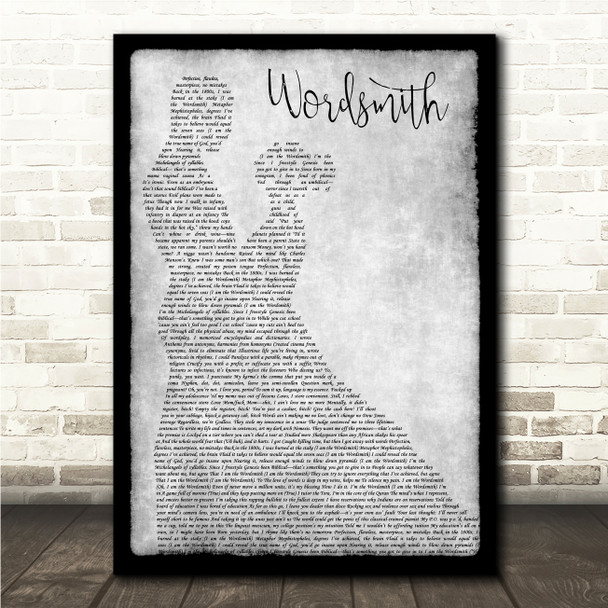 Chino XL Wordsmith Grey Man Lady Dancing Song Lyric Wall Art Canvas Framed Print