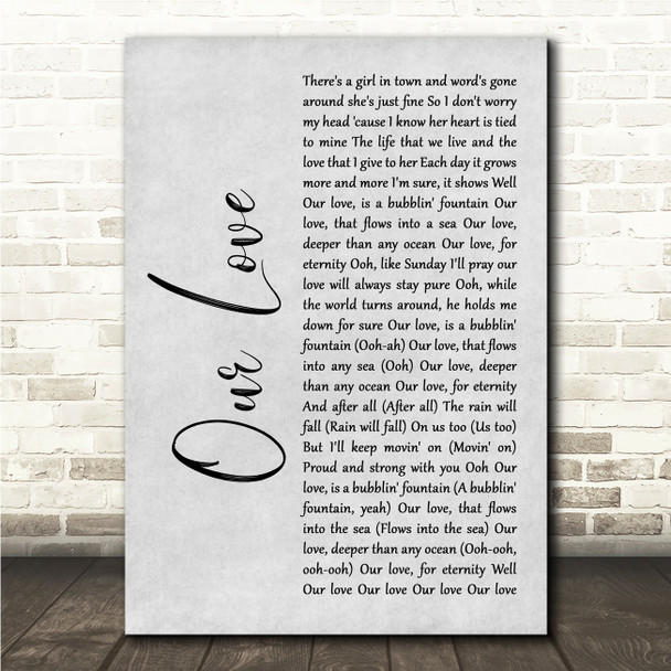 Curtis Harding ft. Jazmine Sullivan Our Love Grey Rustic Script Song Lyric Wall Art Canvas Framed Print