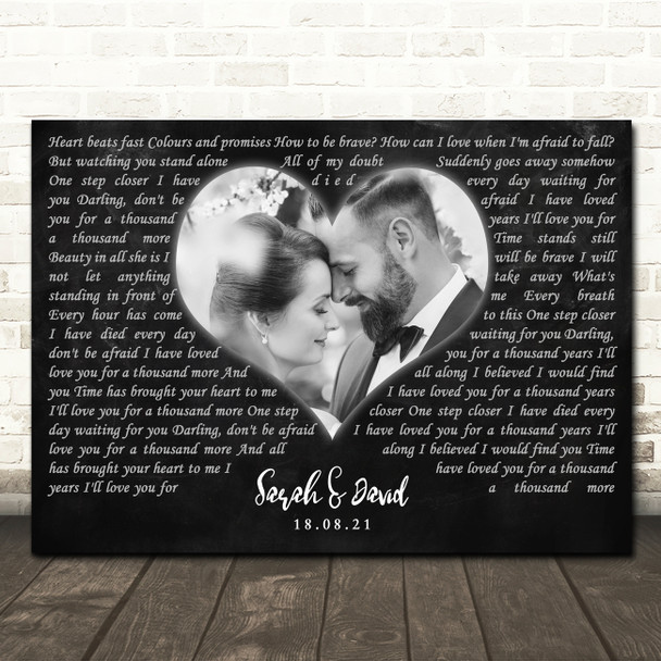 Christina Perri A Thousand Years Landscape Black Heart Wedding Photo Song Lyric Wall Art Canvas Framed Print
