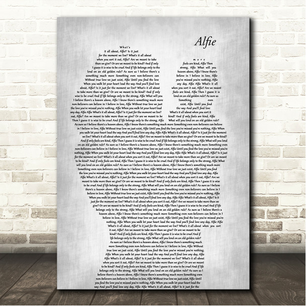 Cilla Black Alfie Mother & Baby Grey Song Lyric Wall Art Canvas Framed Print