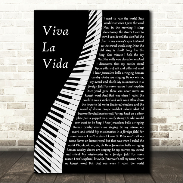 Coldplay Viva La Vida Piano Song Lyric Wall Art Canvas Framed Print