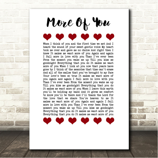 Chris Stapleton More Of You Red Hearts In Row Song Lyric Wall Art Canvas Framed Print