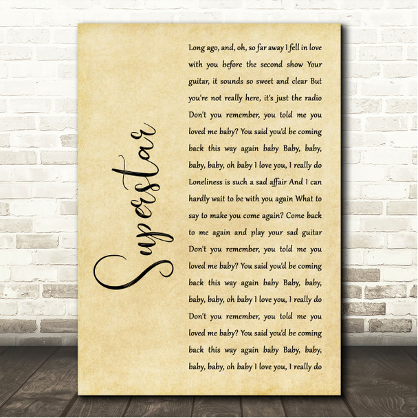 Carpenters Superstar Rustic Script Song Lyric Wall Art Canvas Framed Print