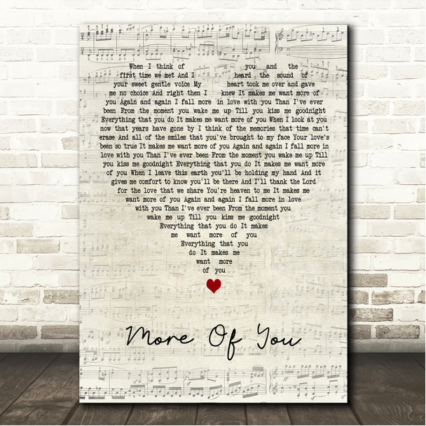 Chris Stapleton More Of You Script Heart Song Lyric Wall Art Canvas Framed Print