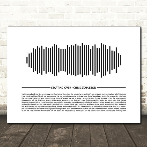 Chris Stapleton Starting Over Sound Wave Minimal Song Lyric Wall Art Canvas Framed Print
