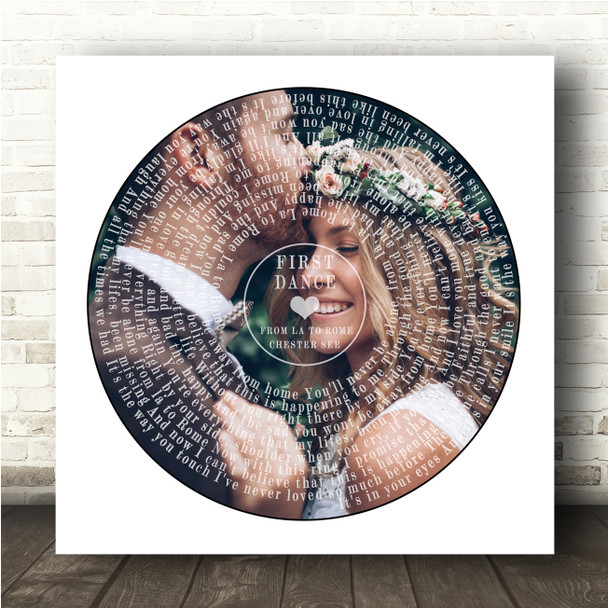 Chester See From la to Rome Square Vinyl Record Wedding Photo White Song Lyric Wall Art Canvas Framed Print