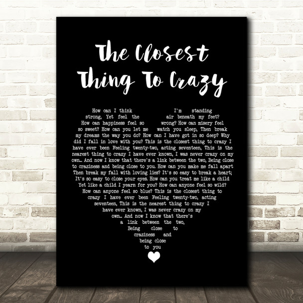 Katie Melua The Closest Thing To Crazy Black Heart Song Lyric Quote Music Print