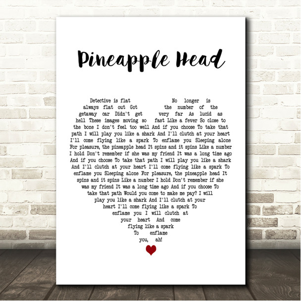 Crowded House Pineapple Head White Heart Song Lyric Wall Art Canvas Framed Print