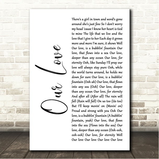 Curtis Harding ft. Jazmine Sullivan Our Love White Script Song Lyric Wall Art Canvas Framed Print