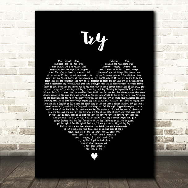 Dolly Parton Try Black Heart Song Lyric Wall Art Canvas Framed Print