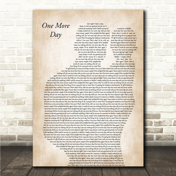 Diamond Rio One More Day Father & Baby Song Lyric Wall Art Canvas Framed Print