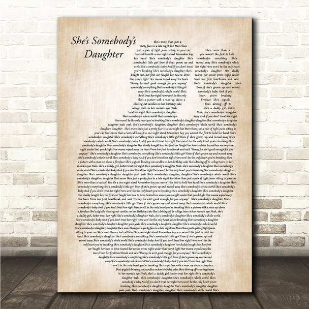 Drew Baldridge Shes Somebodys Daughter Father & Baby Song Lyric Wall Art Canvas Framed Print