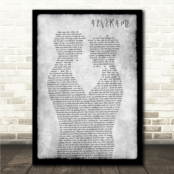 Demi Lovato 4 EVER 4 ME Gay Couple Two Men Dancing Grey Song Lyric Wall Art Canvas Framed Print