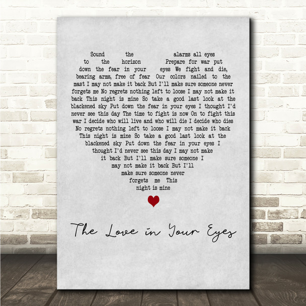 Daniel ODonnell The Love in Your Eyes Grey Heart Song Lyric Wall Art Canvas Framed Print
