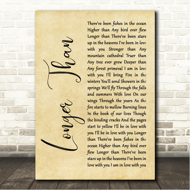Dan Fogelberg Longer Than Rustic Script Song Lyric Wall Art Canvas Framed Print