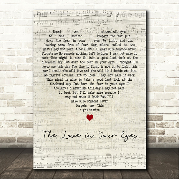 Daniel ODonnell The Love in Your Eyes Script Heart Song Lyric Wall Art Canvas Framed Print
